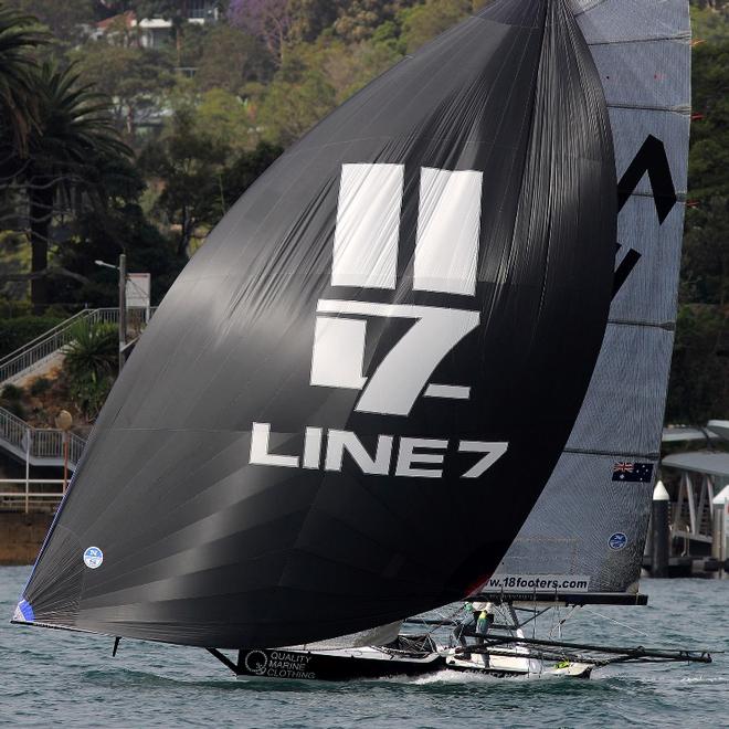 Quality Marine Clothing was consistently near the lead throughout the race – 18ft Skiffs Spring Championship ©  Frank Quealey / Australian 18 Footers League